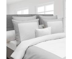 Heckett Lane Biancheria da Letto Reversibile 100% Cotone Percalle Lina 140 Bianco/Argento Grigio