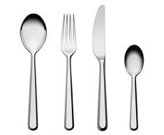 Alessi BG02S24 Amici Servizio di Posate Composto da Sei Cucchiai da Tavola, Sei Forchette da Tavola, Sei Coltelli da Tavola, Sei Cucchiaini da CaffÃ¨ in Acciaio Inossidabile 18/10, Lucido