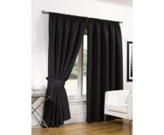 Dreamscene â Coppia di Lusso Anello Superiore Completamente Foderato Tende oscuranti con Occhielli con fermatenda Nero, 66 x 90-inch