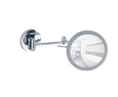 Wenko 3656480100 - Specchio da parete con braccio Power-Loc, illuminazione a LED, modello Aura