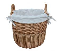 Red Hamper Cestino in Vimini di salice, con Fodera in Cotone Bianco