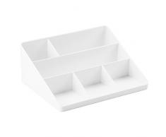 InterDesign Linus Organizer scrivania o scaffale, Porta Lettere e Porta Accessori Ufficio in plastica, Bianco