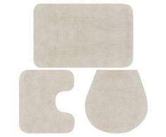 vidaXL 133224 - Tappetino da Bagno, 3 Pezzi Tappetino da Bagno Bianco per copriwater, Set da Bagno, Tessuto, Dimensioni 50 x 78 cm (Larghezza x Lunghezza)