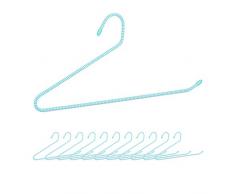 Relaxdays Set da 12 Grucce per Pantaloni, Antiscivolo, Stampelle per Gonne, con Design a Corda, Filo di Ferro, Turchese, Poliestere, Verde, pz