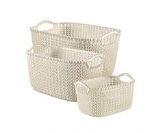 CURVER Knit 3L/8L/19L - Cestino portaoggetti in plastica, Colore: Bianco Oasis