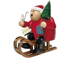 KWO Olbernhau 21530 - Brucia incenso in Legno Babbo Natale con Slitta, 18 cm
