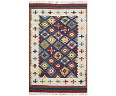 Bakero Kilim Classic K-17 - Tappeto in Lana Colorata, 185 x 125 x 0,80 cm