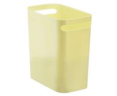 InterDesign Una Cestino per carta con manici, Cestino della spazzatura in plastica per ufficio, bagno o cucina, giallo limone