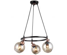 Homemania 1433-74-03 Lampada a Sospensione Serrta, Lampadario, Pendente, Luce, Nero, Rame in Metallo, Vetro, 47 x 47 x 95 cm