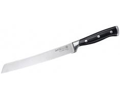 FMprofessional 22324 Pane BBQ, Acciaio Inox e Lama ondulata, Coltello da Cucina di Alta qualitÃ con Elevata Resistenza al Taglio e affilatura (Colore: Nero/Argento) QuantitÃ : 1 Pezzo plastica