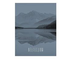 Komar - Quadro da Parete con Immagine di Word Lake Reflection Steel, Soggiorno, Camera da Letto, Decorazione, Stampa Artistica Senza Cornice, Disponibile in 3 Misure, Grau, Schwarz, WeiÃ, P086A-40x50