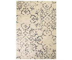 vidaXL 132997 Tappeto a Pelo Corto, Design Moderno, Motivo Floreale, Vintage, 80 x 150 cm, Tessuto, Beige e Blu, Dimensioni: 80 x 150 cm (Larghezza x Lunghezza)