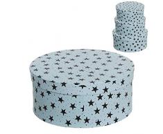 Dcasa - Set di 3 scatole Rotonde con Bottone a Forma di Stella, Ideali per Decorare Feste, Articoli per la casa, Unisex, per Adulti, Colore: Unico