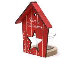 GUIRMA 46486 Portacandele Natale Casetta Legno 14x12, Varie, Unico