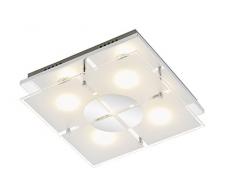 Briloner Leuchten 3597Â âÂ 048Â A +, plafoniera LED, 4Â x LED GU10, 3Â W, 250Â lumen, vetro smerigliato, rettangolare, metallo, cromo, 30Â x 30Â x 9Â cm