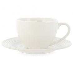 H&H New Port Set 6 Tazze TÃ¨ con Piattino, Porcellana, Bianco, 220 ml, 12 unitÃ 