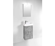 Cavadore - Set Bagno degli Ospiti GIZO, lavabo e Specchio, Set Completo, Lucido