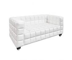 Roma Divano 2 Posti in Pelle Moderno Elegante, Casa Ufficio Soggiorno Studio Salotto, 150 x 75 x 72, Pelle (Colore Bianco)