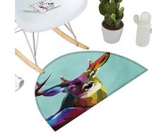 Anshesix The rug House Color09 - Zerbino semicircolare con Fiori di Campo Astratti, 39,9 x 60,9 cm, Colore: Nero/Crema