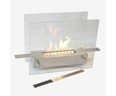 Better & Best PÃ± - Camino Portatile in Acciaio con Chiusura Piccola (consigliato etanolo), Dimensioni 35 x 14 x 28 cm, Larghezza Massima Aperto: 48 cm, Materiale: Vetro/Metallo, Argento, Taglia Unica