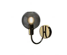 SP Light and Design Diva Parete 1 R, Struttura Oro, Vetro Grigio Lampada 4 W