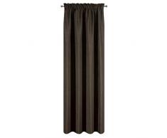 Eurofirany Amelia Tenda con Nastro Arricciato, Tinta Unita, per Soggiorno, Salotto 1 Pezzo, Marrone, 140x270cm