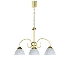 Honsel Leuchten 63293 - Lampadario a sospensione in ottone lucidato e vetro alabastrino bianco