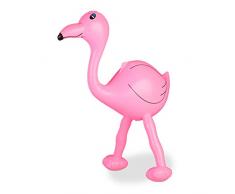 Relaxdays Fenicottero Gonfiabile, per Mare, Decorazione per Feste, Gioco Piscina, Accessori per Party, Rosa, 60 cm