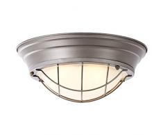 Brilliant Typhoon - Plafoniera funzionale, in metallo, 60 W, colore: Acciaio bruciato/bianco