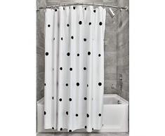 iDesign Tende per Doccia Design a Pois, Tenda per Vasca da Bagno x 183,0 cm in Poliestere, Nero/Bianco