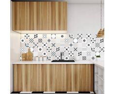 Ambiance-Live, Adesivo da Parete, Adesivo murale: 60 Adesivi per Piastrelle |Â Fotomurale - Mosaico Bagno e Cucina |Â Piastrella Adesiva - tonalitÃ Geometrica di Grigio - 10 x 10 cm - 60 Pezzi