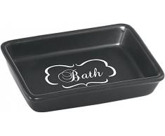 Gedy Portasapone da tavolo in ceramica, Nero, 12,8Â x 8,3Â x 2,5Â cm