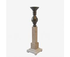 Better & Best Candelabro Piccolo Natural Base, Bianco, portacandele in Ferro, Dimensioni 10 x 10 x 38,5 cm, Materiale: Legno/Metallo, Tortora, Taglia Unica