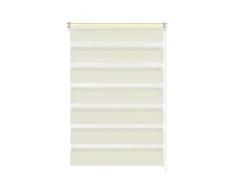 GARDINIA Doppia tenda a rullo con morsetto di fissaggio o adesiva, Doppia tenda a rullo/ Tenda a rullo con catenella laterale, Trasparente e con strisce opache, Kit di montaggio incluso, Crema, 120 x 150 cm (LxA)