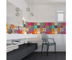 Ambiance Adesivi Piastrelle Adesive - Adesivo Piastrelle di Cemento - Decorazione Murale Adesivi Piastrelle per Bagno e Cucina - Piastrelle di Cemento Adesivo Murale - 15x15cm - 24 Pezzi