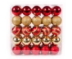 WeRChristmas - Confezione di 50 Palline assortite per Albero di Natale, Colore: Rosso/Oro