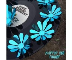 Walplus Specchio Blu 3D Fiori 60x80 cm Adesivi Parete Rimovibile Autoadesivo Murale Art Decalcomanie Vinile Decorazione Casa Soggiorno Camera Ufficio da Parati Camera Bambini Regalo