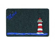 Astra Premium Rips della Matte flocky Color Zerbino, Polipropilene, 40 X 60 X 0, 8 cm, Leuchtturm - Grau/Anthrazit, 40 x 60 x 0,8 cm