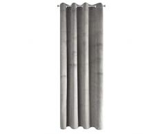 Eurofirany Pierre Tenda Velluto, per Soggiorno, Camera da Letto, Moderno, Classico Occhielli in Metallo 1. 215 g/m2, Grigio Argentato, 140 x 250 cm