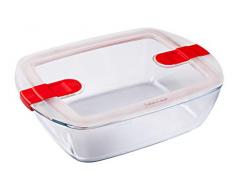 Pyrex Cook & Heat contenitore rettangolare per alimenti in vetro borosilicato con coperchio sfiatavapore per il microonde â cuocere in forno, conservare & riscaldare- 28x20cm -