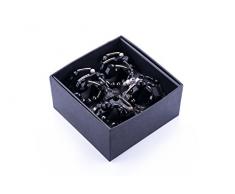 LegendArte LH-035 Allacciatovaglioli Anelli Portatovaglioli Gioiello, Metallo, Argento/Nero, 14x14x7 cm, 4 unitÃ