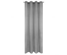 Design91 - Tenda con 8 Occhielli, Liscia, Trasparente, per cameretta dei Bambini, Soggiorno, Grigio Acciaio, 140 x 250 cm