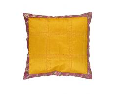RAJRANG CCS08496, Federa per Cuscino in Seta Sintetica e Broccato, 45 x 45 cm, Giallo (Gelb)