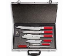 Dick - Set di 6 coltelli in acciaio inossidabile ad alta lega, colore: Rosso