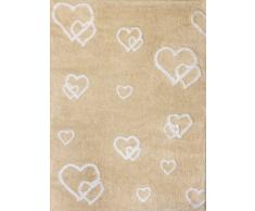 Aratextil Cuori Tappeto per Bambini, Cotone, Beige, 120Â x 160Â cm