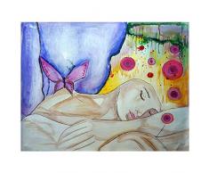 LegendArte Olio su Tela - Quadro su Tela Dipinto a Mano - Un Riposo Delicato, cm. 60x80 - Quadro Moderno Soggiorno