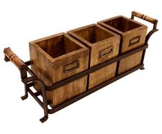 Geko - Supporto con 3 scatole di Legno, Legno/Metallo, Marrone, Taglia Unica