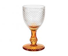 H&H Diamantato Set 6 Calici Acqua, Vetro, Base Arancio, cl 29