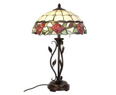 LumiLamp 5LL-5785 Tiffany - Lampada da Tavolo in Stile Tiffany, Ã 35 x 61 cm, 2 lampadine E27/60 W, Vetro Decorativo colorato, Stile Tiffany