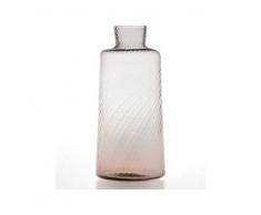 VGNEWTREND Rosa Quarzo, Mun Deluxe Bottiglia, Pasta di Vetro Muranese, TorsÃ¨, 1250 ml, Colorata, Grande